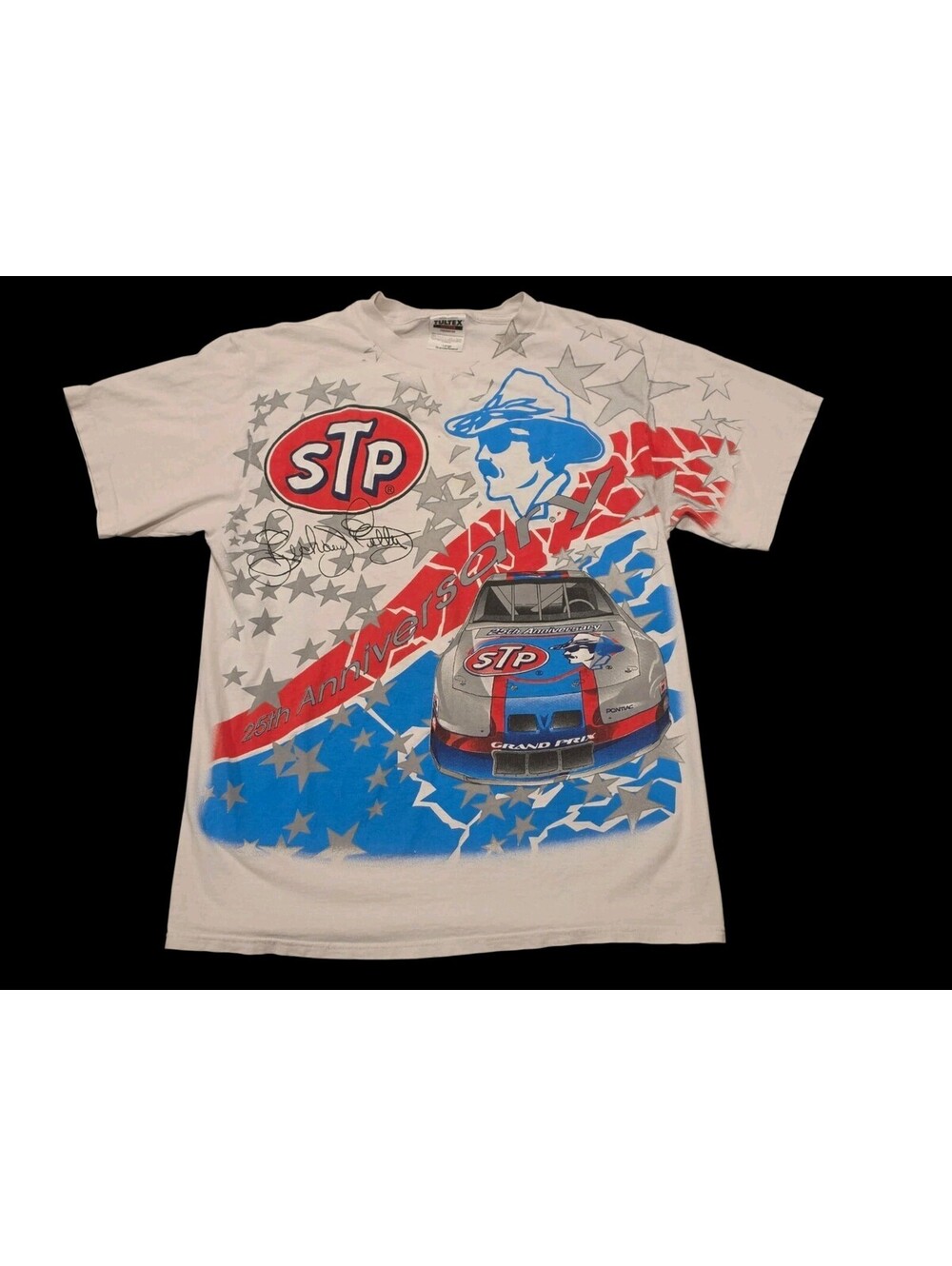 Vintage 90s Richard Petty 43 STP All Over Print Nascar Race Car Shirt Size Large
